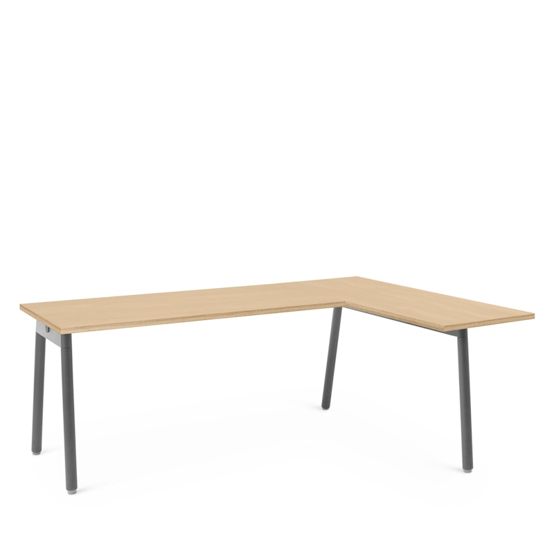 Series A Corner Desk, Natural Oak with Charcoal Base, Right Handed,Natural Oak,hi-res image number 1