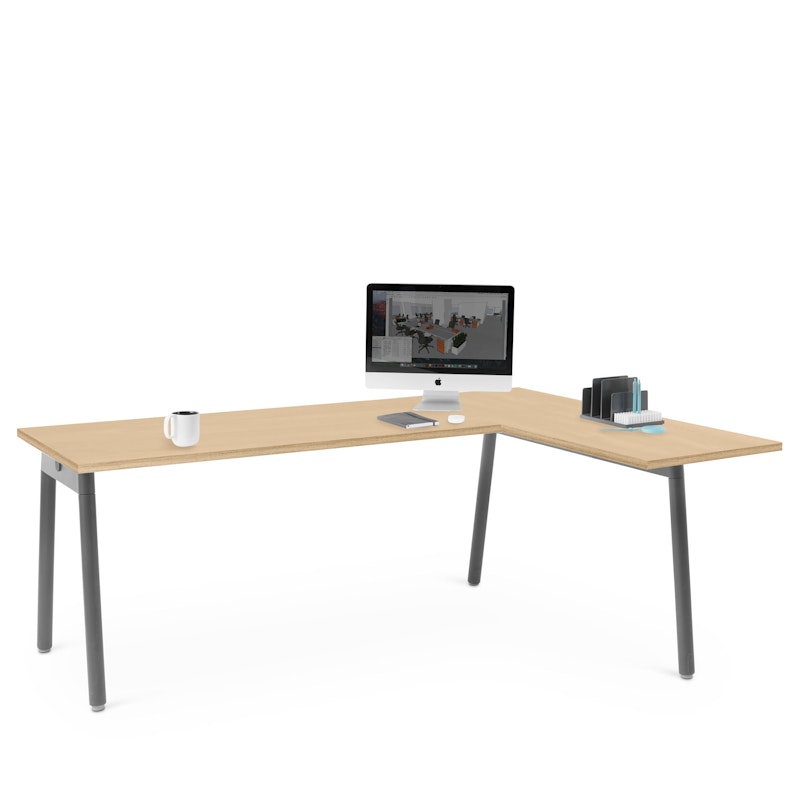 Series A Corner Desk, Natural Oak with Charcoal Base, Right Handed,Natural Oak,hi-res image number 4