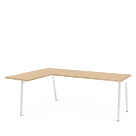 Series A Corner Desk, Natural Oak with White Base, Left Handed,Natural Oak,hi-res