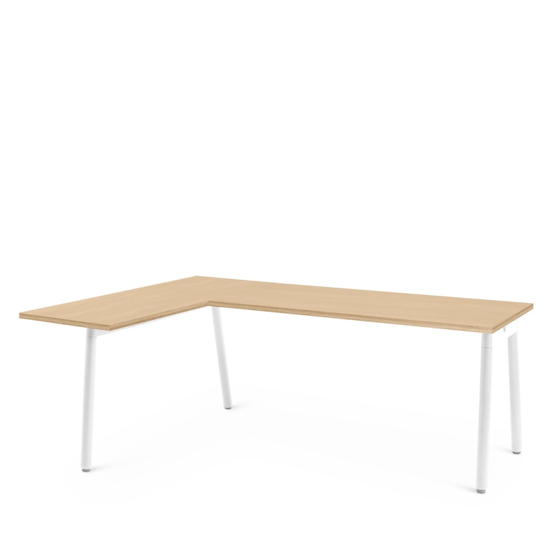 Series A Corner Desk, Natural Oak with White Base, Left Handed,Natural Oak,hi-res image number 0.0