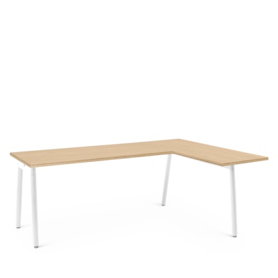 Series A Corner Desk, Natural Oak with White Base, Right Handed