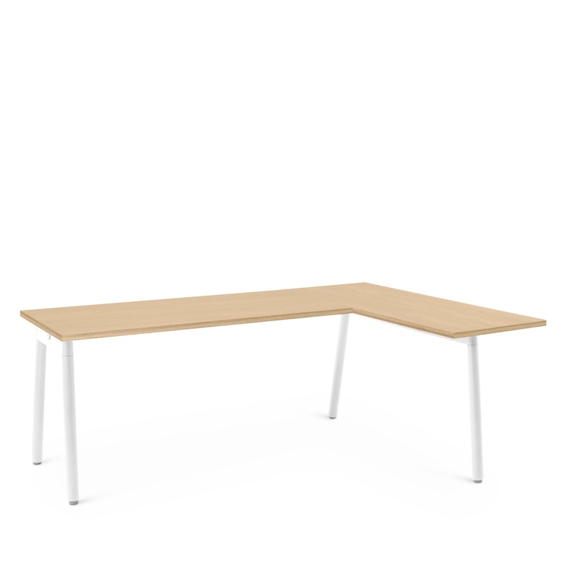 Series A Corner Desk, Natural Oak with White Base, Right Handed,Natural Oak,hi-res image number 0.0