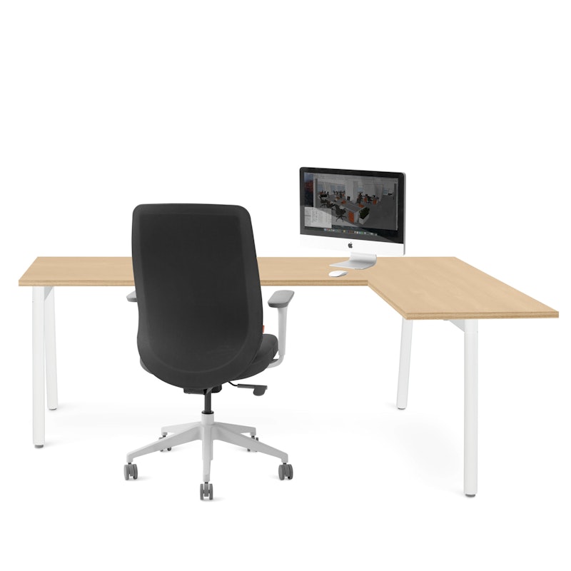 Series A Corner Desk, Natural Oak with White Base, Right Handed,Natural Oak,hi-res image number 2