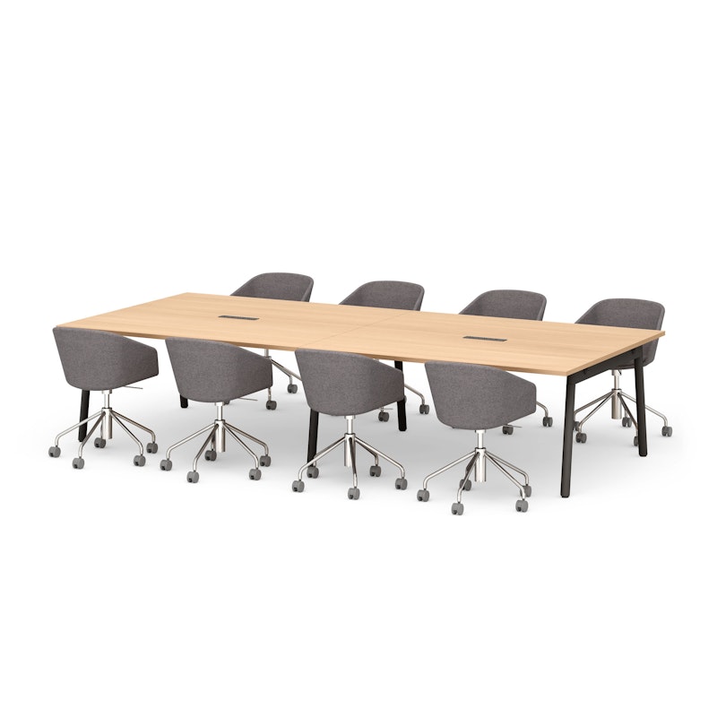 Series A Scale Rectangular Conference Table, Natural Oak 132x60", Charcoal Legs,Natural Oak,hi-res image number 1.0