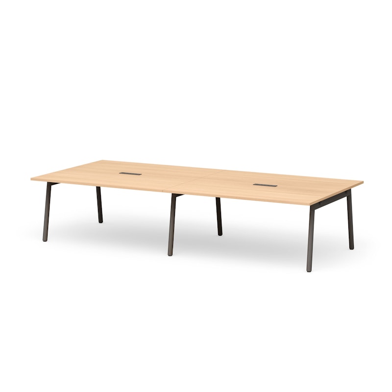 Series A Scale Rectangular Conference Table, Natural Oak 132x60", Charcoal Legs,Natural Oak,hi-res image number 0.0