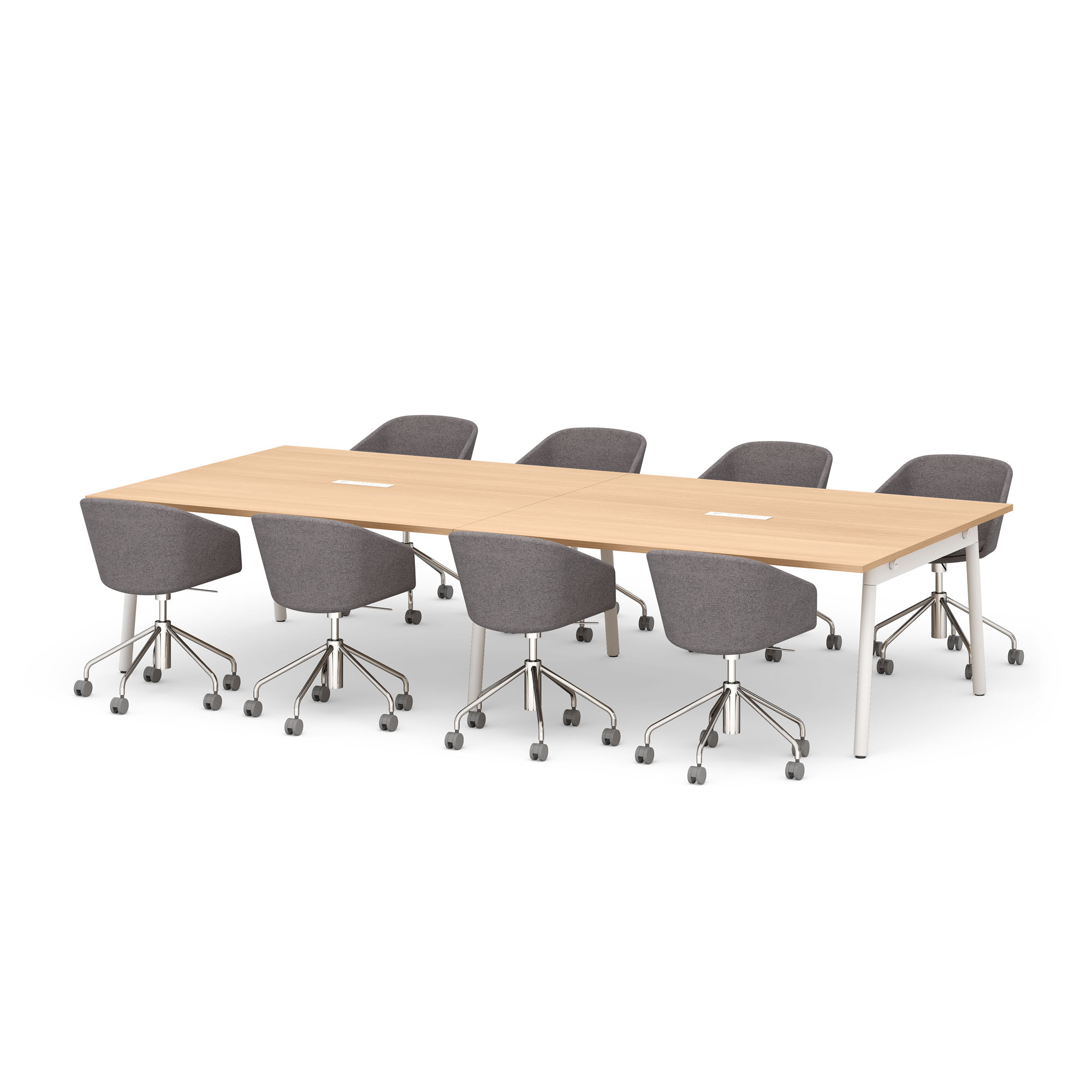 Series A Scale Rectangular Conference Table, Natural Oak 132x60", White Legs,Natural Oak,hi-res