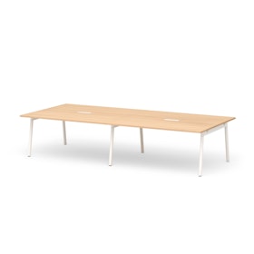 Series A Scale Rectangular Conference Table, Natural Oak 132x60", White Legs