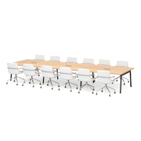 Series A Scale Rectangular Conference Table, Natural Oak 198x60", Charcoal Legs