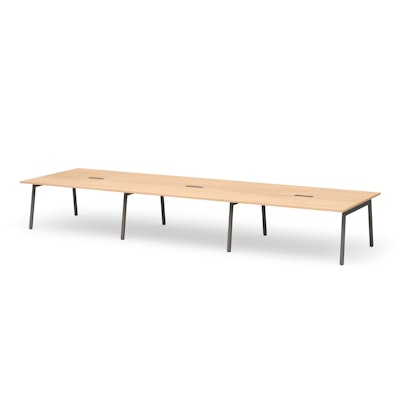 Series A Scale Rectangular Conference Table, Natural Oak 198x60", Charcoal Legs