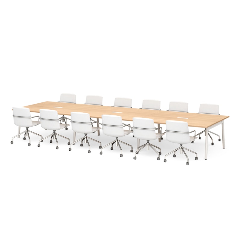 Series A Scale Rectangular Conference Table, Natural Oak 198x60", White Legs,Natural Oak,hi-res image number 2