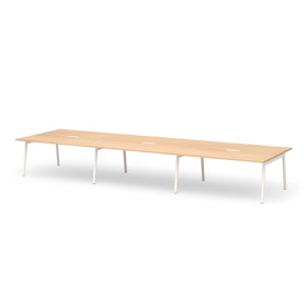 Series A Scale Rectangular Conference Table, Natural Oak 198x60", White Legs