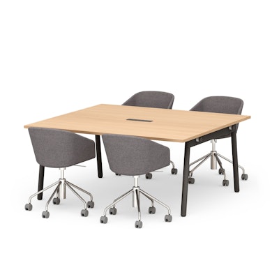 Series A Scale Rectangular Conference Table, Natural Oak 66x60", Charcoal Legs,Natural Oak,hi-res