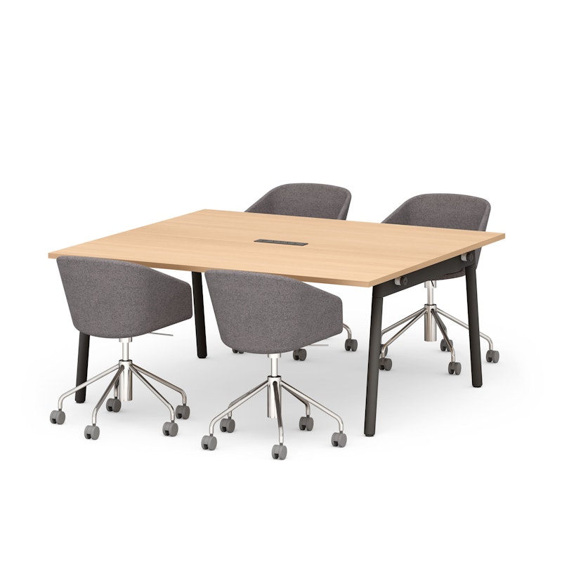 Series A Scale Rectangular Conference Table, Natural Oak 66x60", Charcoal Legs,Natural Oak,hi-res image number 1.0