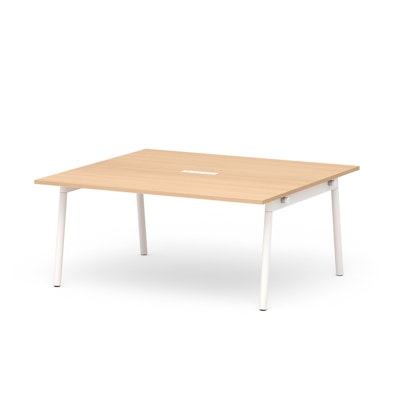 Series A Scale Rectangular Conference Table, Natural Oak 66x60", White Legs