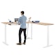 Series L  Adjustable Height Corner Desk, Natural Oak with White Base, Right Handed,Natural Oak,hi-res