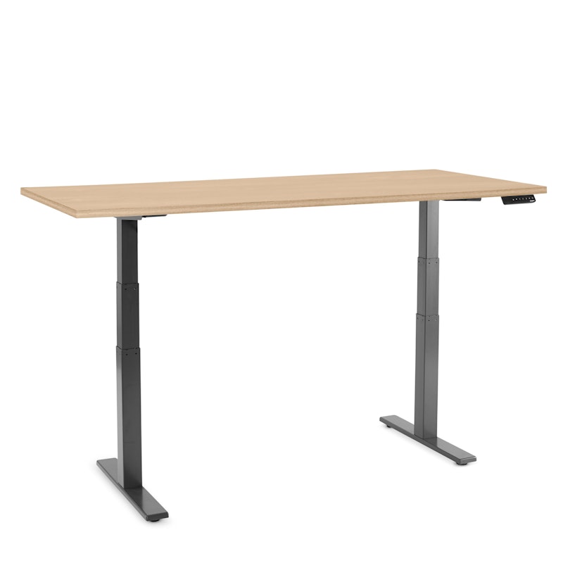 Series L Adjustable Height Table, Natural Oak, 72x30", Charcoal Legs,Natural Oak,hi-res image number 0.0