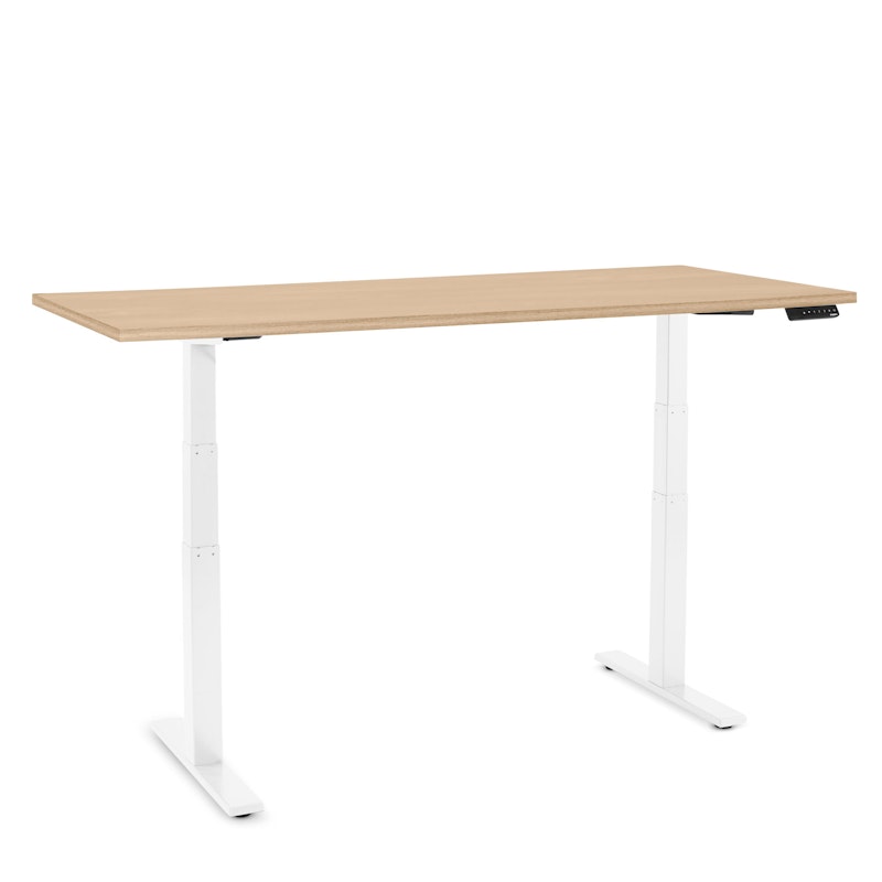 Series L Adjustable Height Table, Natural Oak, 72x30", White Legs,Natural Oak,hi-res image number 1