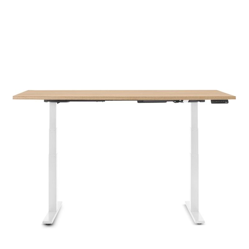 Series L Adjustable Height Table, Natural Oak, 72x30", White Legs,Natural Oak,hi-res image number 3