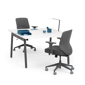 Series A Double Desk for 2, White, 47", Charcoal Legs,White,hi-res