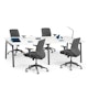 Series A Double Desk for 4, White, 47", Charcoal Legs,White,hi-res