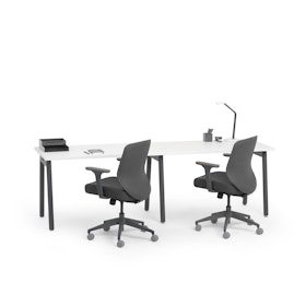Series A Single Desk for 2, White, 47", Charcoal Legs,White,hi-res