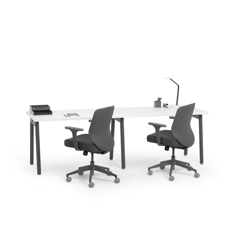 Series A Single Desk for 2, White, 47", Charcoal Legs,White,hi-res image number 0.0