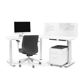 Series L Adjustable Height 120 Degree Desk, White, White Legs