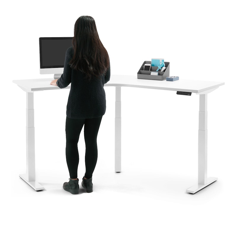 Series L Adjustable Height 120 Degree Desk, White, White Legs,,hi-res image number 2.0