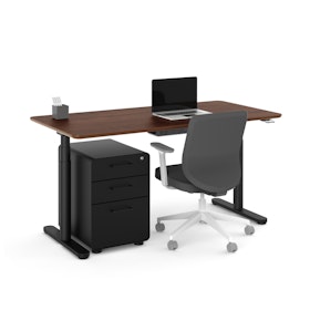 Raise Adjustable Height Single Desk, Black Legs