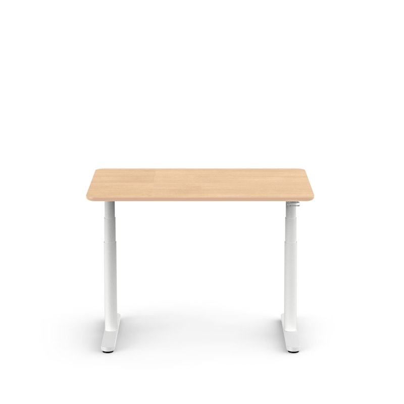 Raise Adjustable Height Single Desk, Natural Oak, 48", White Legs,Natural Oak,hi-res image number 3