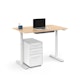 Raise Adjustable Height Single Desk, Natural Oak, 48", White Legs,Natural Oak,hi-res