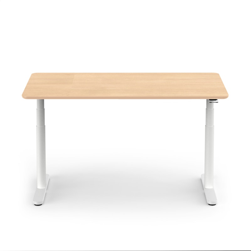 Raise Adjustable Height Single Desk, Natural Oak, 60", White Legs,Natural Oak,hi-res image number 2.0
