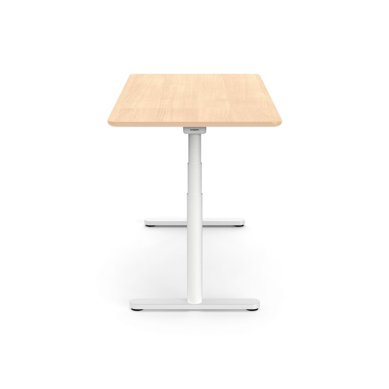 Raise Adjustable Height Single Desk, Natural Oak, 60", White Legs,Natural Oak,hi-res image number 3.0