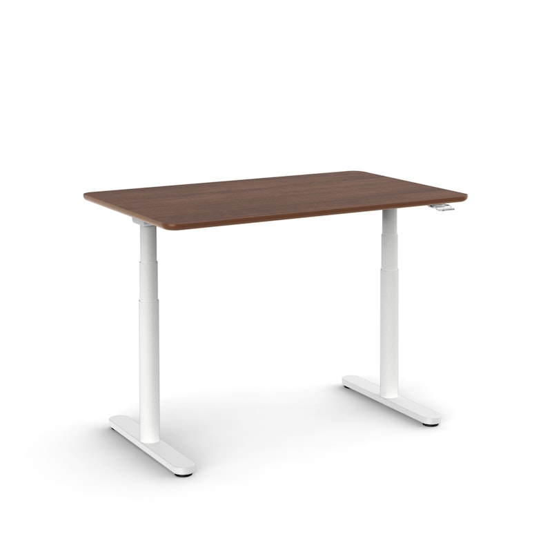 Raise Adjustable Height Single Desk, Walnut, 48", White Legs,Walnut,hi-res image number 1.0