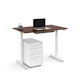 Raise Adjustable Height Single Desk, Walnut, 48", White Legs,Walnut,hi-res
