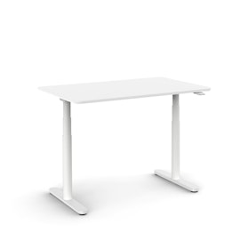 Raise Adjustable Height Single Desk, White, 48", White Legs,White,hi-res
