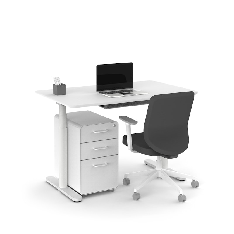 Raise Adjustable Height Single Desk, White, 48", White Legs,White,hi-res image number 0.0