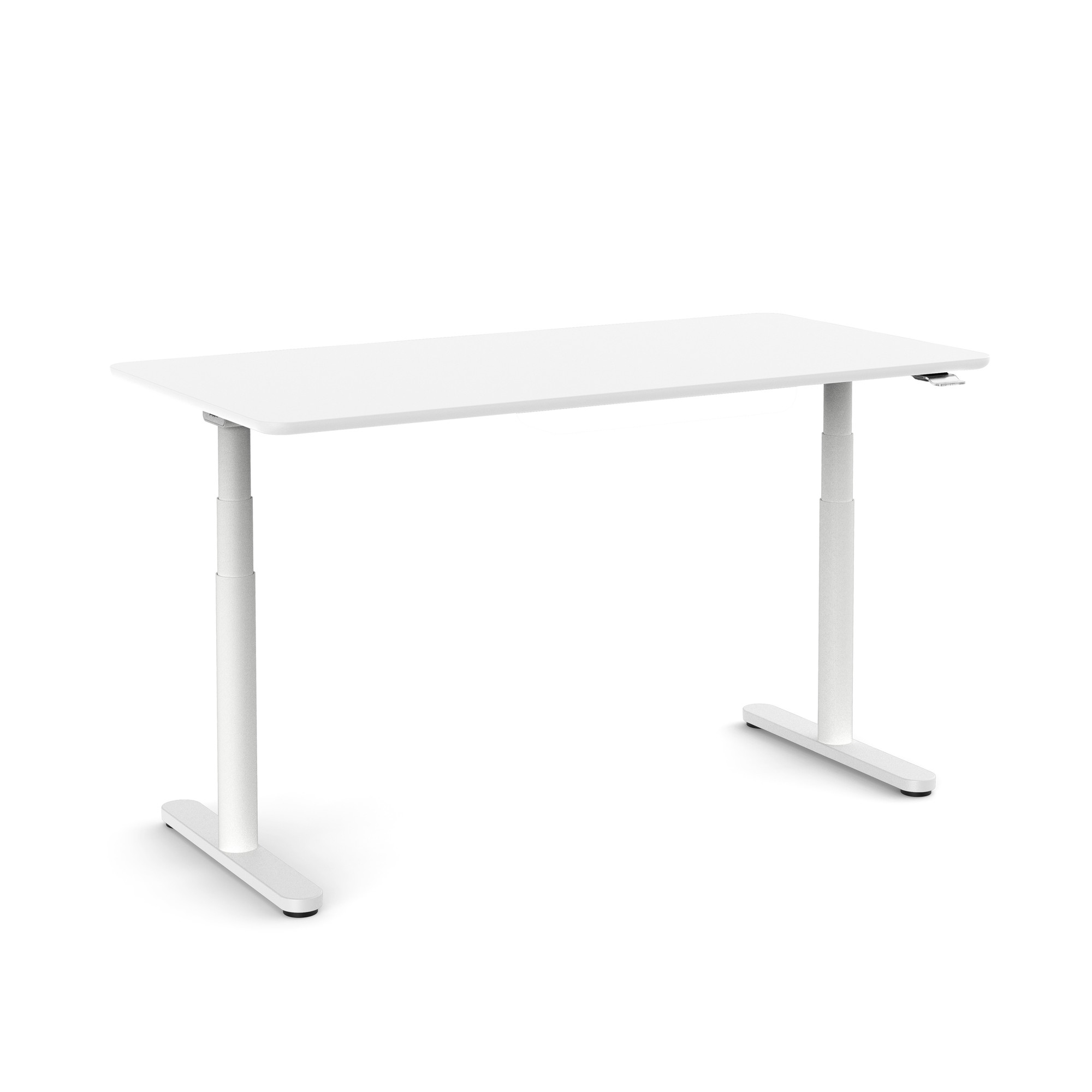 Raise Adjustable Height Single Desk, White, 60", White Legs,White,hi-res