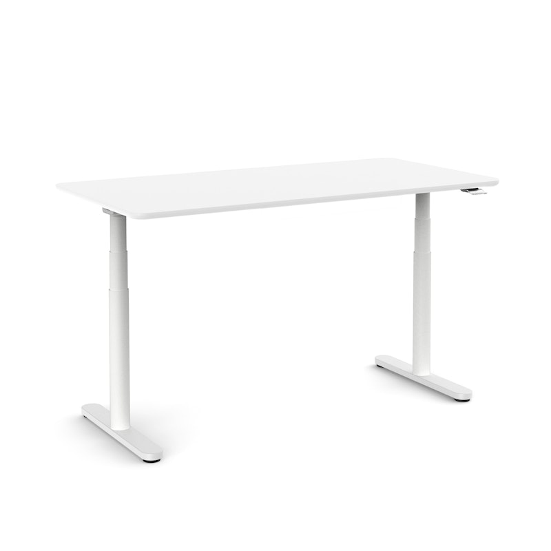Raise Adjustable Height Single Desk, White, 60", White Legs,White,hi-res image number 1.0