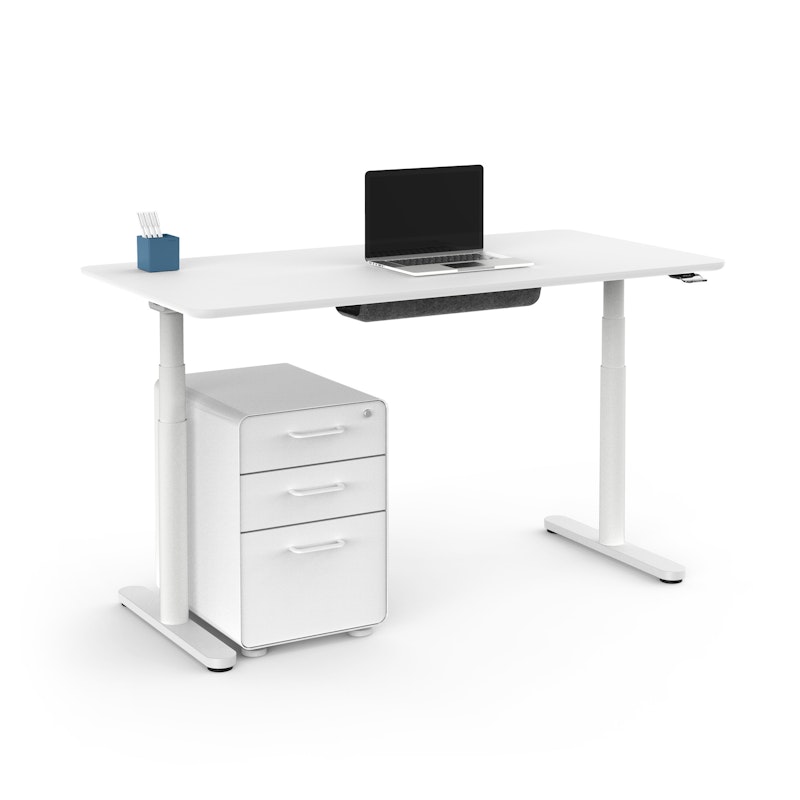 Raise Adjustable Height Single Desk, White, 60", White Legs,White,hi-res image number 4.0