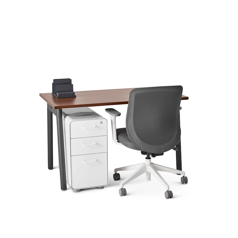 Series A Single Desk for 1, Walnut, 47", Charcoal Legs,Walnut,hi-res image number 1