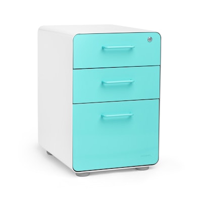 White + Aqua Stow 3-Drawer File Cabinet