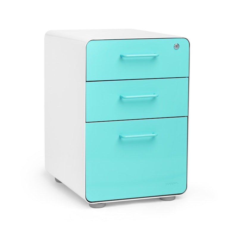 White + Aqua Stow 3-Drawer File Cabinet,Aqua,hi-res image number 1