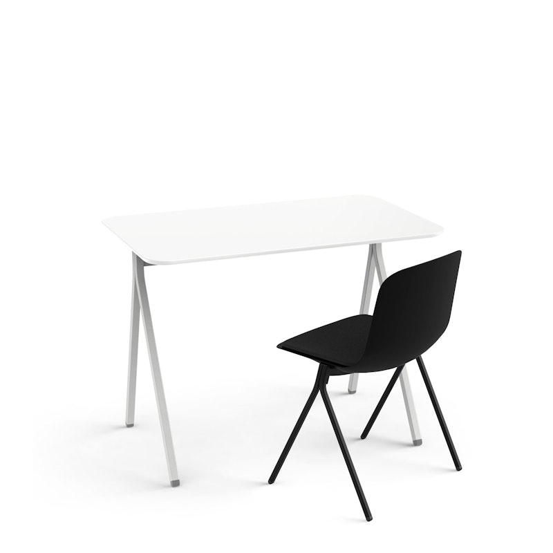 White Key Desk, 40" + Black Key Side Chair Set,Black,hi-res image number 1