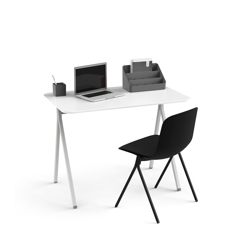 White Key Desk, 40" + Black Key Side Chair Set,Black,hi-res image number 3.0