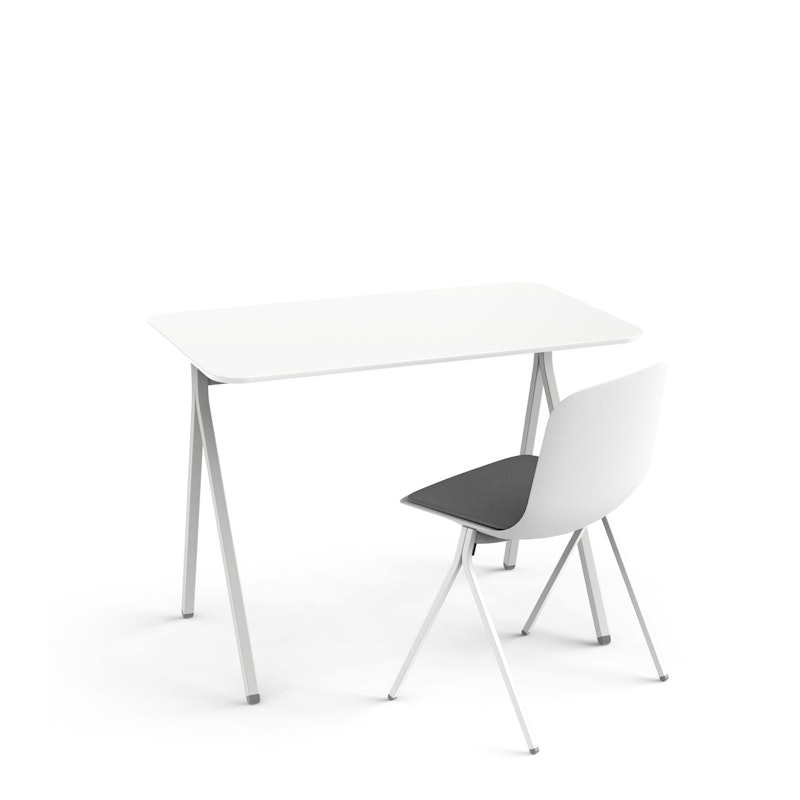 White Key Desk, 40" + White Key Side Chair Set,White,hi-res image number 1