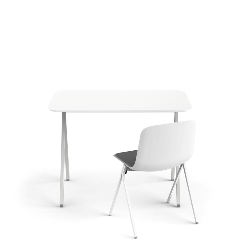 White Key Desk, 40" + White Key Side Chair Set,White,hi-res image number 3