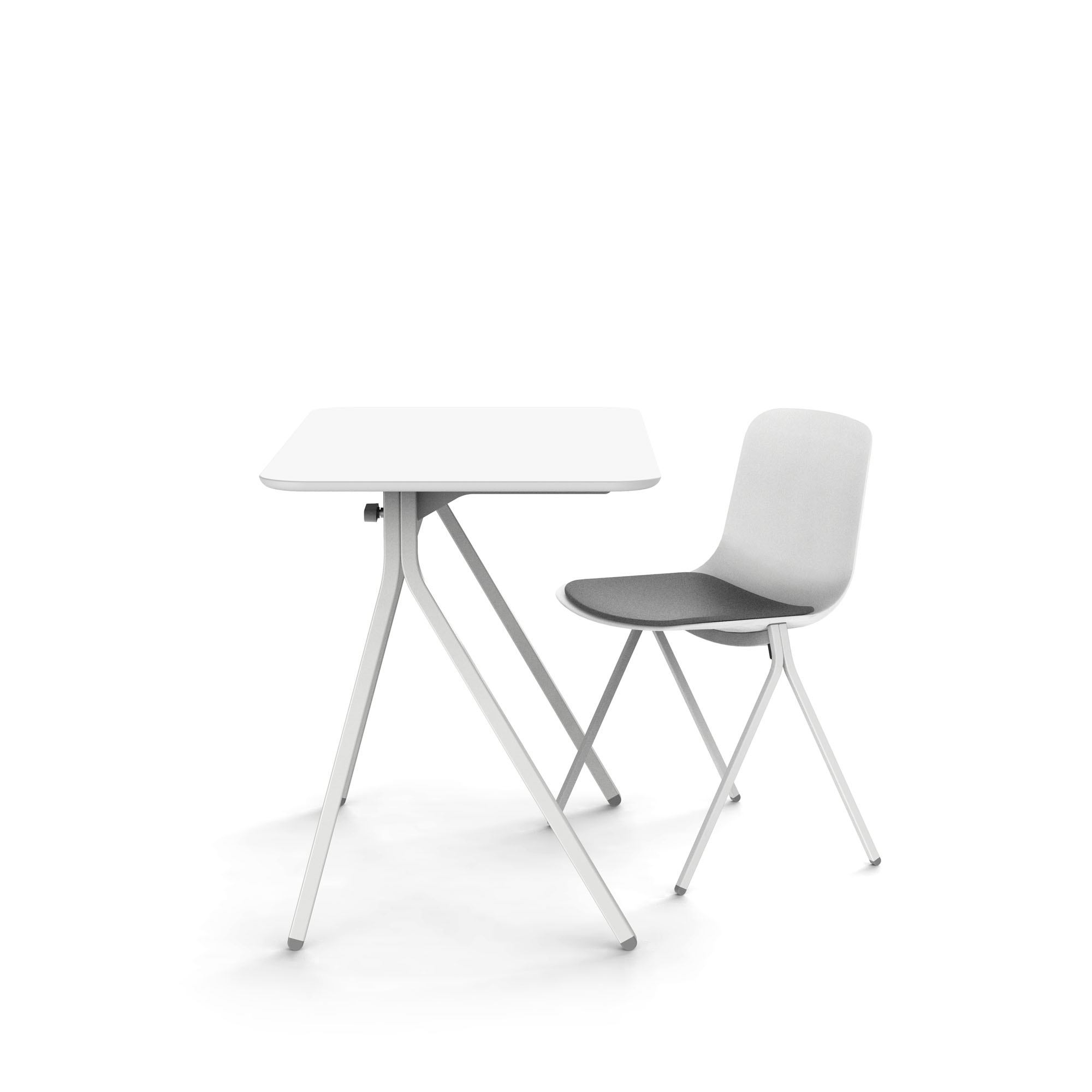 White Key Desk, 40" + White Key Side Chair Set,White,hi-res