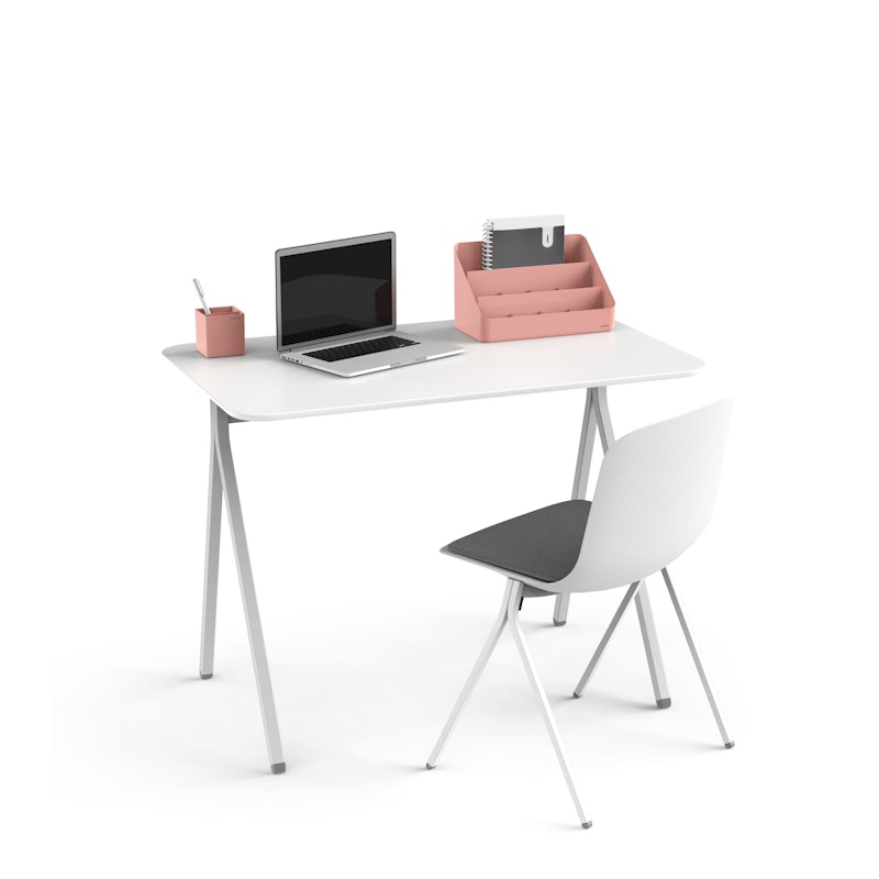 White Key Desk, 40" + White Key Side Chair Set,White,hi-res image number 3.0