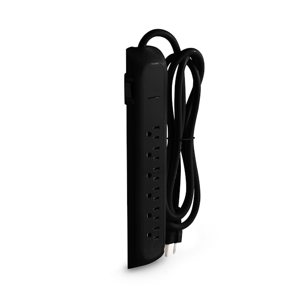 Black 6-Outlet Power Strip, 6' Cord,Black,hi-res